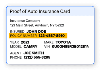 is car title number on insurance card